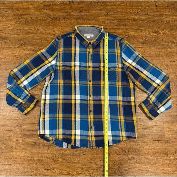 OUTERKNOWN Blue Plaid Outdoor Button Up Blanket Flannel Shirt Shacket Men's 2XL - Picture 7 of 9